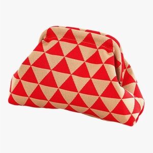 Red and Tan Geometric Clutch
